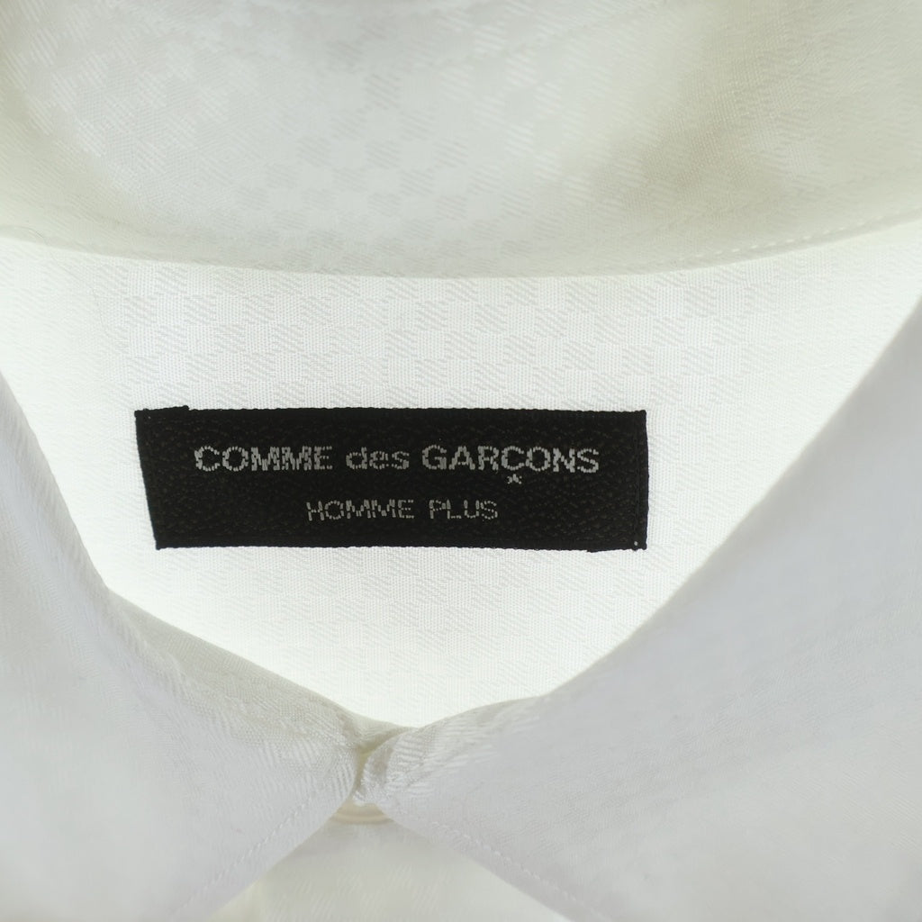 COMME des GARCONS HOMME(コムデギャルソンオム) 03SS 切り替えチェッカーデザイン ボタンダウン長袖コットンシャツ ホワイト PI-B004