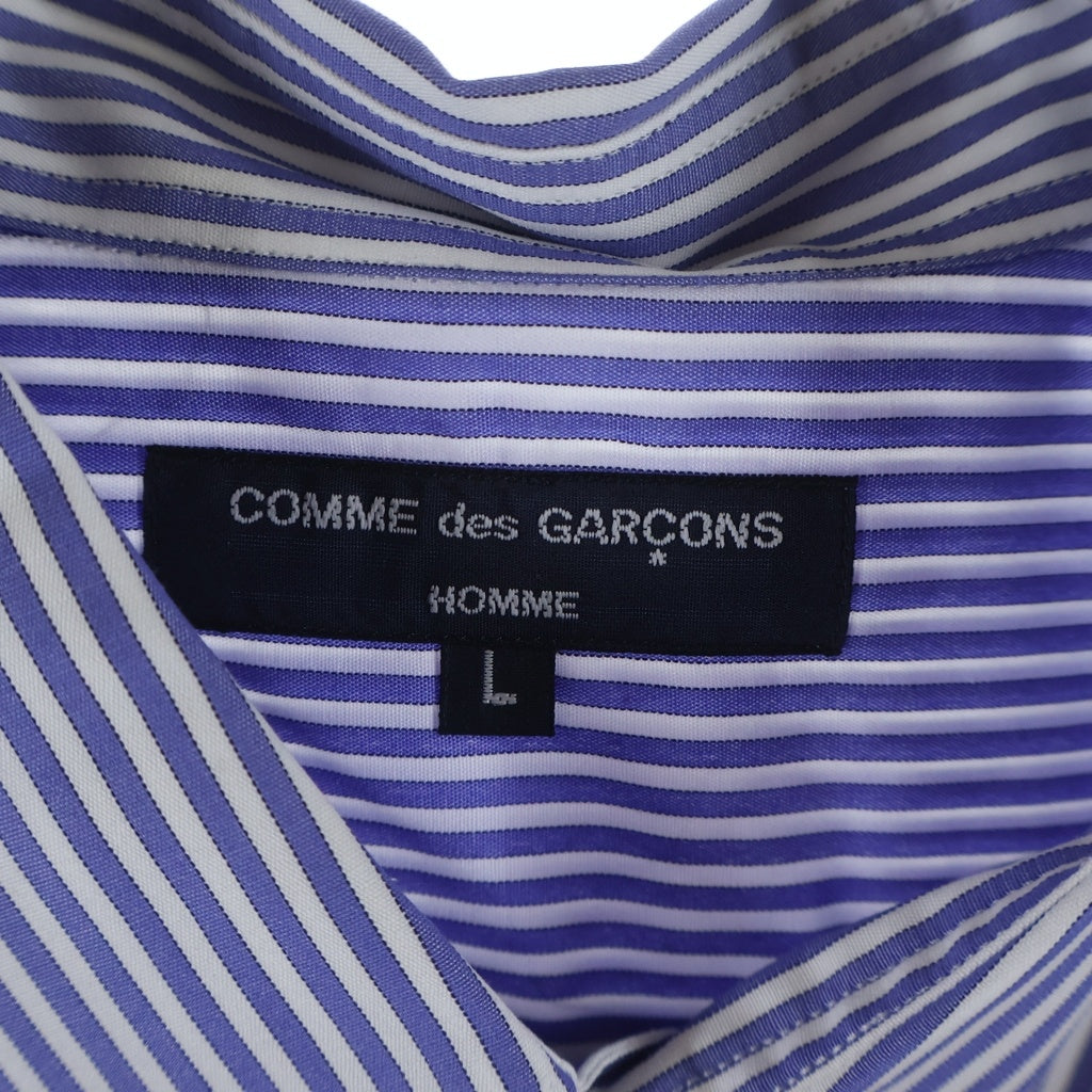 COMME des GARCONS HOMME(コムデギャルソンオム) 09AW ストライプ切り替えデザイン ボタンダウン長袖コットンシャツ ブルー HD-B204