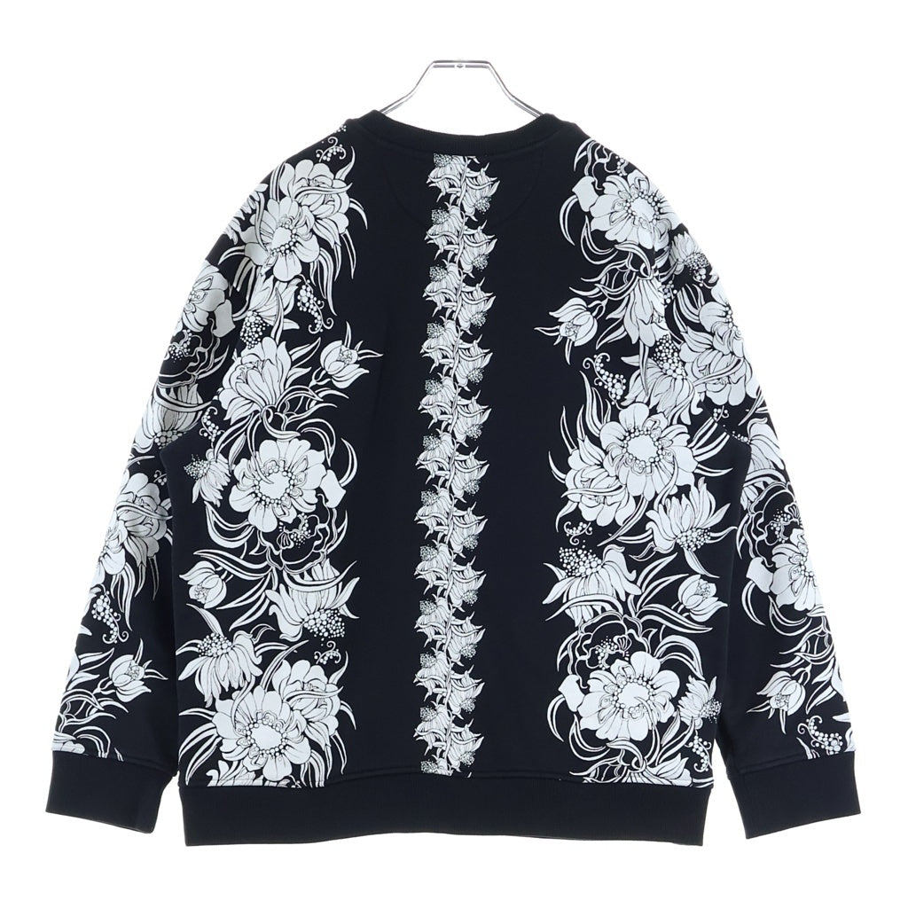 VALENTINO(ヴァレンティノ) フロントロゴ フローラルプリント クルーネック長袖スウェットトレーナー ブラック XV0MF22J8GN