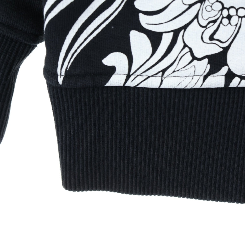 VALENTINO(ヴァレンティノ) フロントロゴ フローラルプリント クルーネック長袖スウェットトレーナー ブラック XV0MF22J8GN
