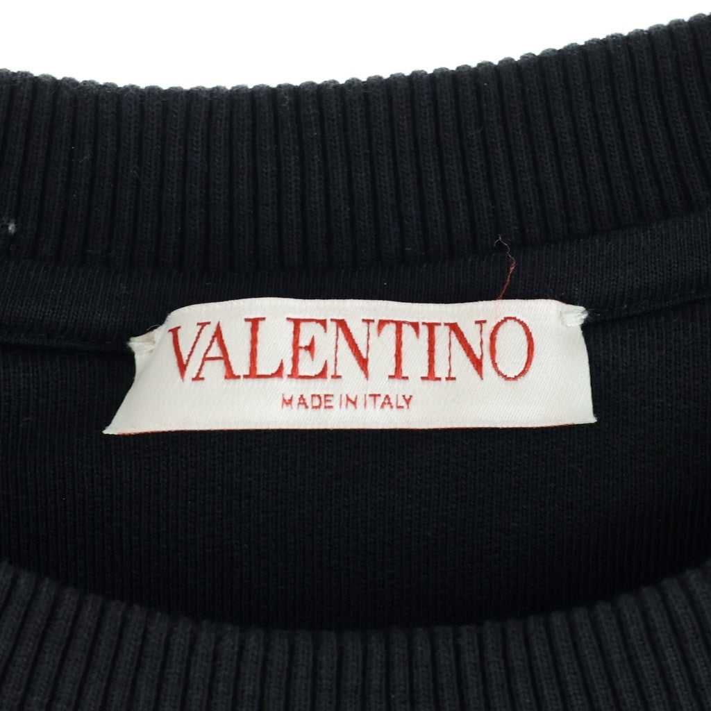 VALENTINO(ヴァレンティノ) フロントロゴ フローラルプリント クルーネック長袖スウェットトレーナー ブラック XV0MF22J8GN