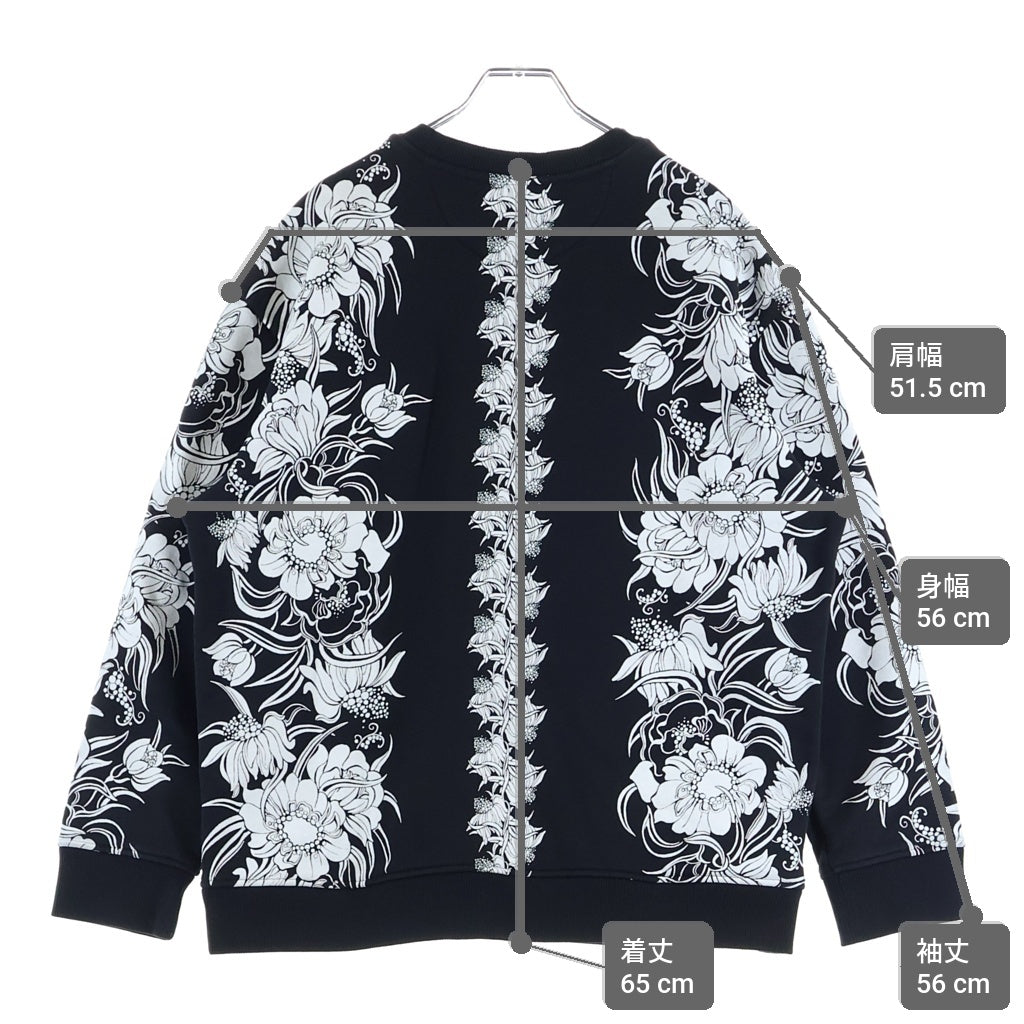 VALENTINO(ヴァレンティノ) フロントロゴ フローラルプリント クルーネック長袖スウェットトレーナー ブラック XV0MF22J8GN