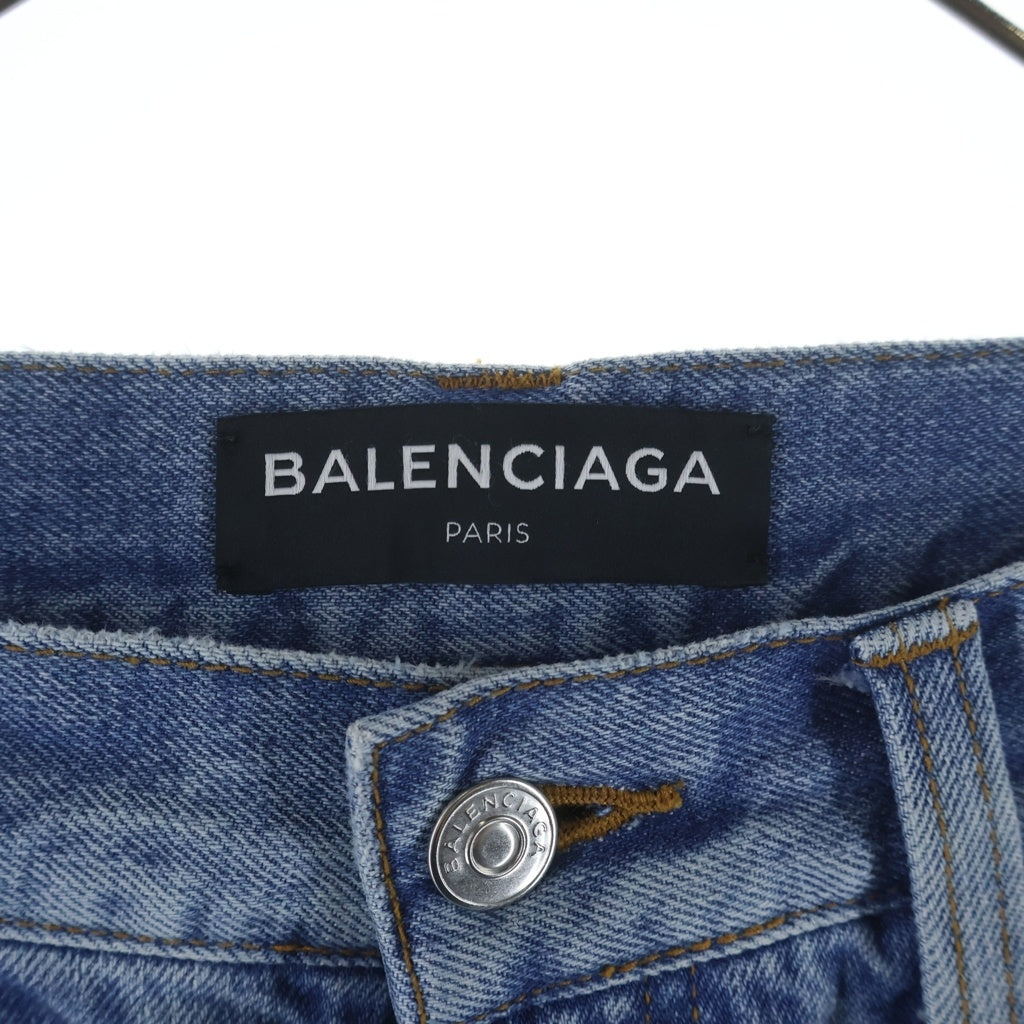 BALENCIAGA(バレンシアガ) ウォッシュド加工 ボタンフライ ハーフパンツ デニム インディゴ 509535