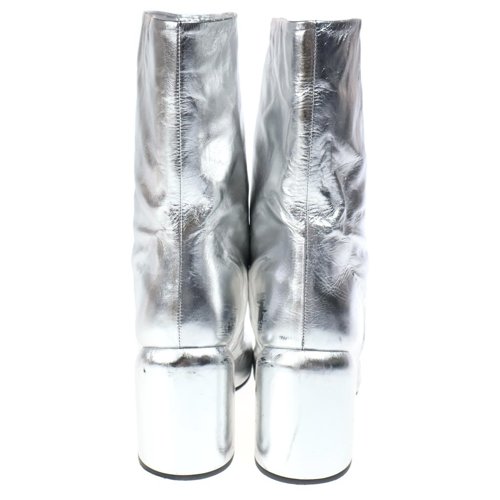 JIL SANDER(ジルサンダー) Ankle Boots トライアングル装飾 レザー ブーツ シルバー レディース