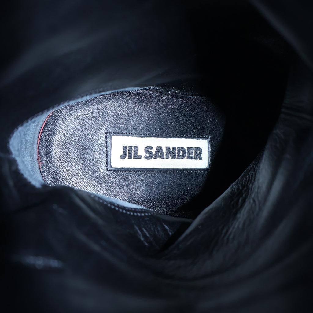 JIL SANDER(ジルサンダー) Ankle Boots トライアングル装飾 レザー ブーツ シルバー レディース