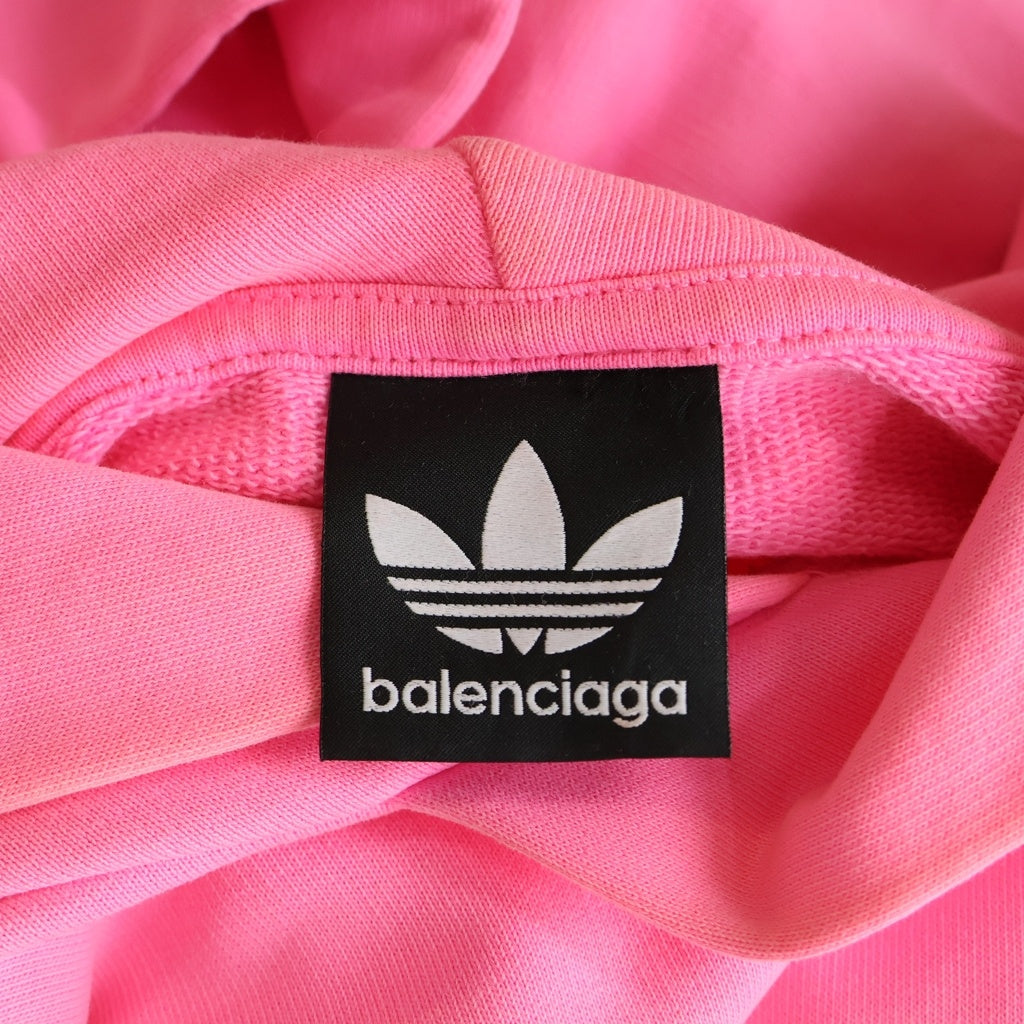 BALENCIAGA(バレンシアガ) 22AW ×adidas HOODIE LARGE FIT アディダス トレフォイルロゴ ラージフィット プルオーバーパーカー スウェットフーディ ピンク 729322 TNVN2