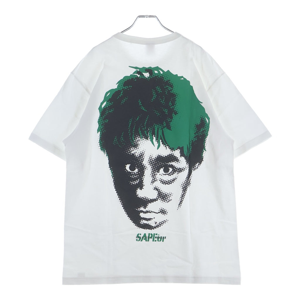 SAPEur(サプール) MASATOSHI HAMADA 浜田雅功 プリント クルーネック半袖Tシャツカットソー ホワイト