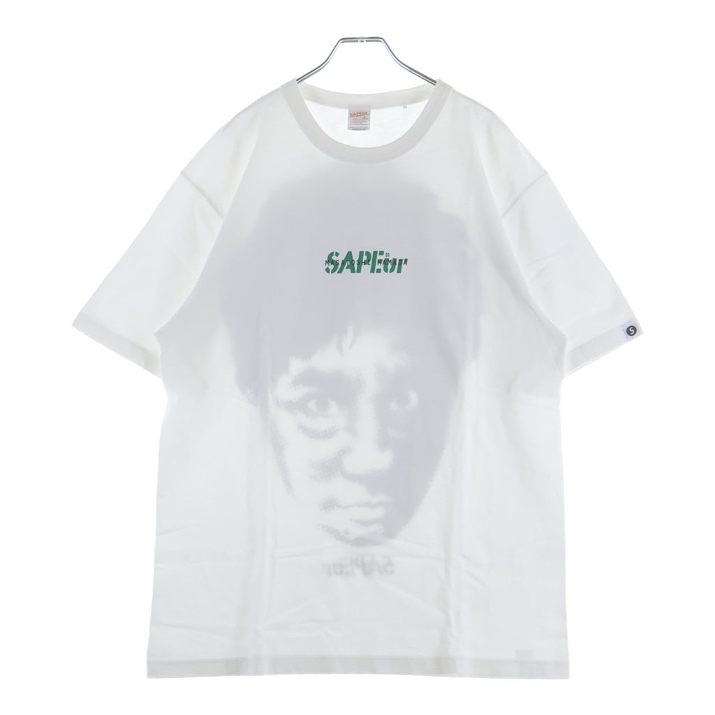 SAPEur(サプール) MASATOSHI HAMADA 浜田雅功 プリント クルーネック半袖Tシャツカットソー ホワイト