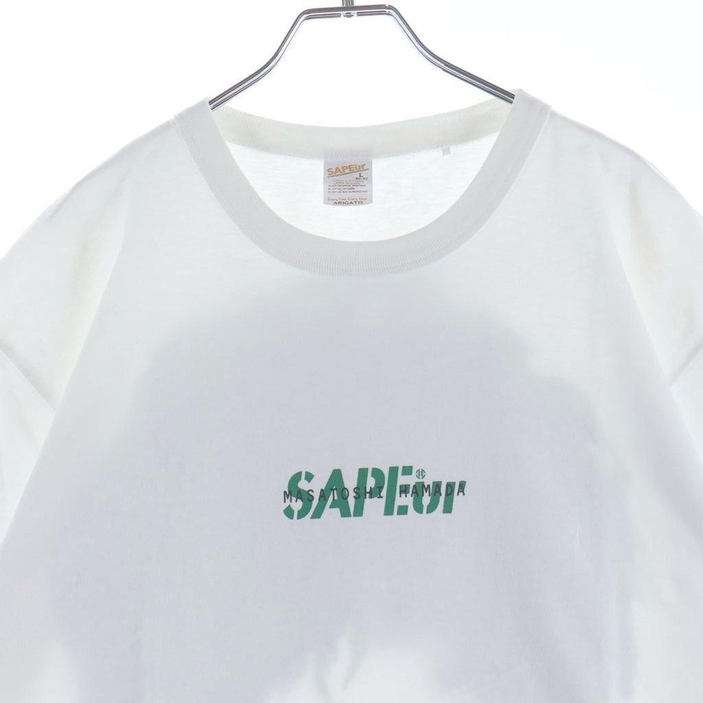 SAPEur(サプール) MASATOSHI HAMADA 浜田雅功 プリント クルーネック半袖Tシャツカットソー ホワイト