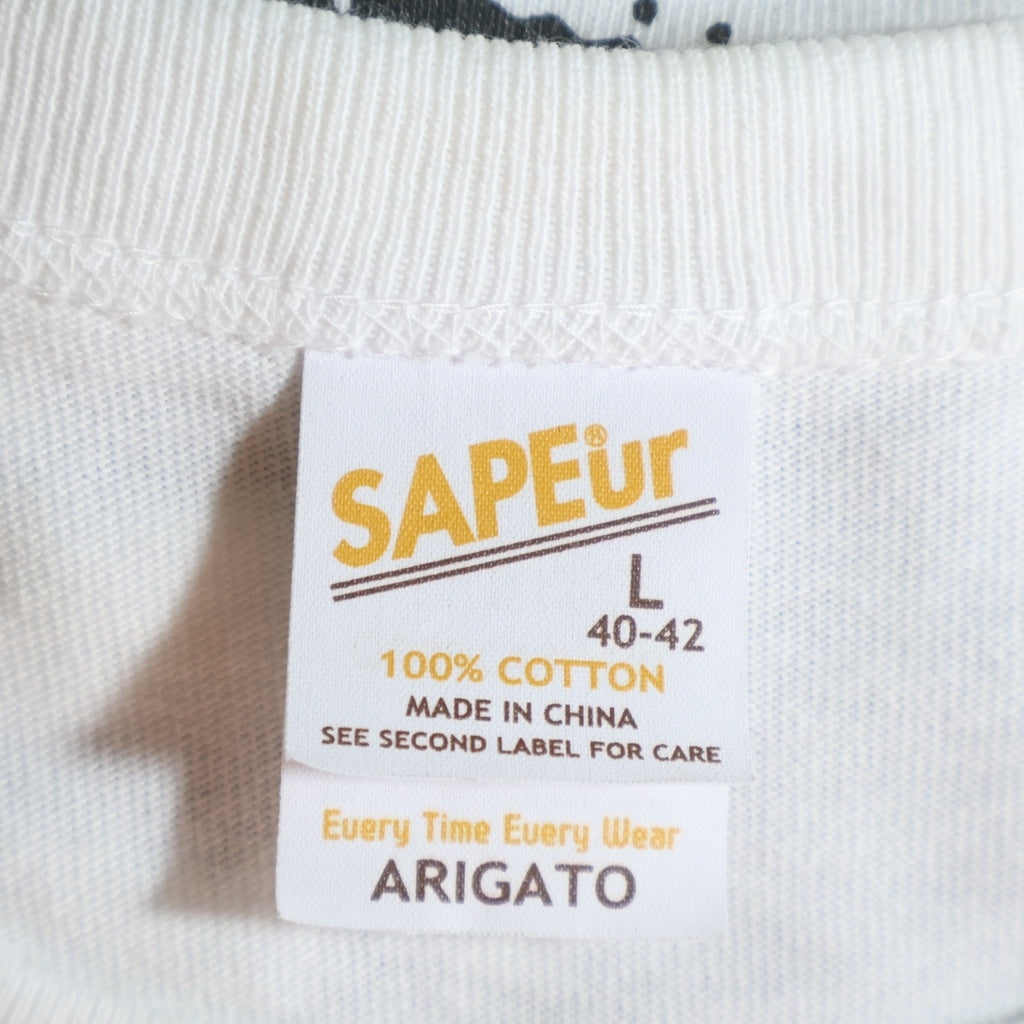 SAPEur(サプール) MASATOSHI HAMADA 浜田雅功 プリント クルーネック半袖Tシャツカットソー ホワイト
