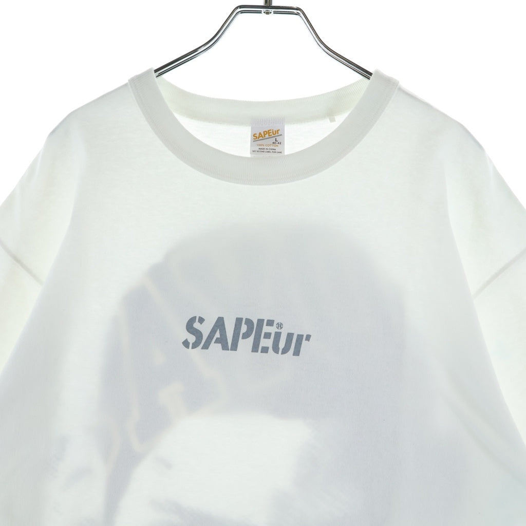 SAPEur(サプール) ジョージタウンヘッド プリント クルーネック半袖Tシャツカットソー ホワイト