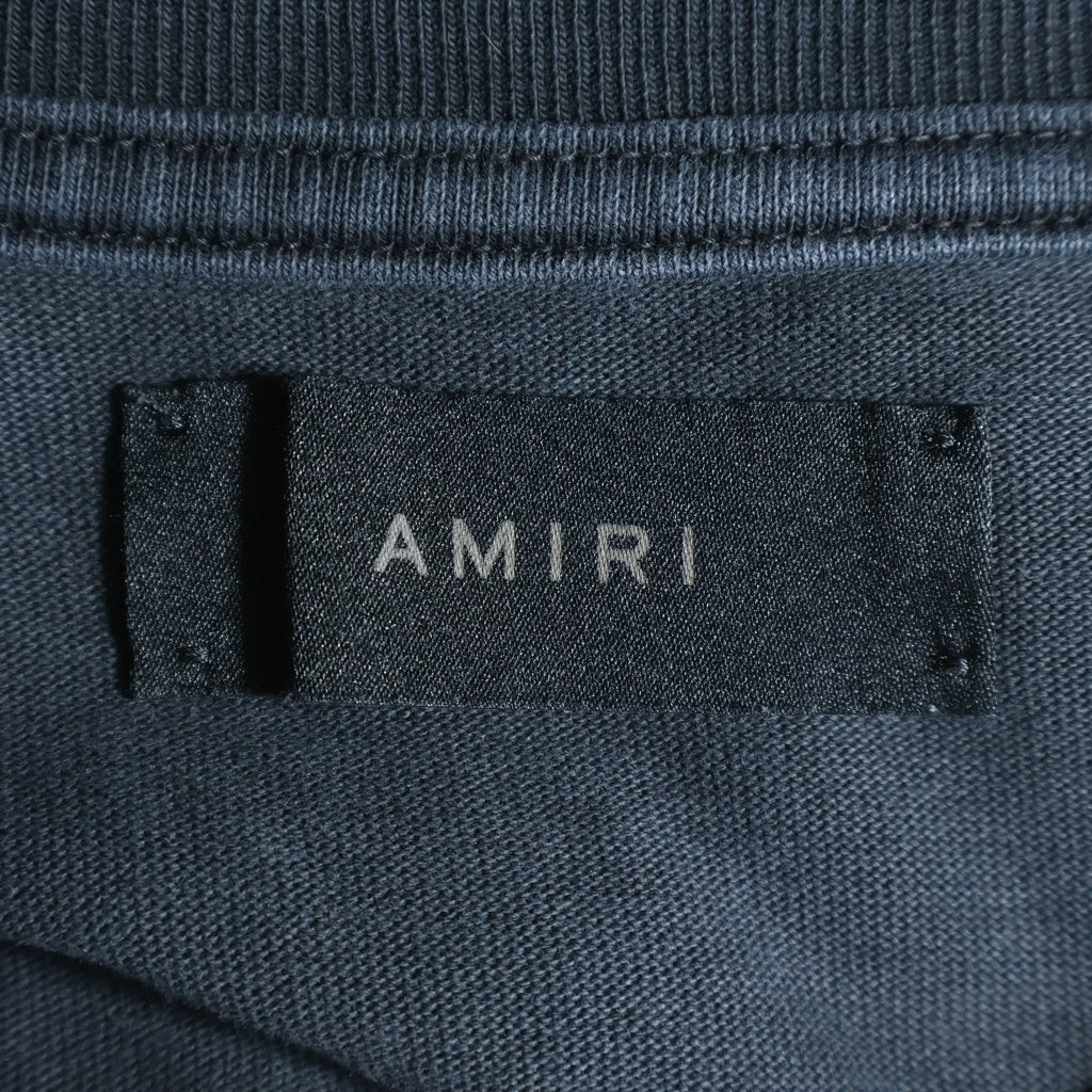 AMIRI(アミリ) Vintage Oversized Tee ナイロンロゴパッチ ヴィンテージ加工 クルーネック半袖Tシャツカットソー ネイビー AMJYTE1052