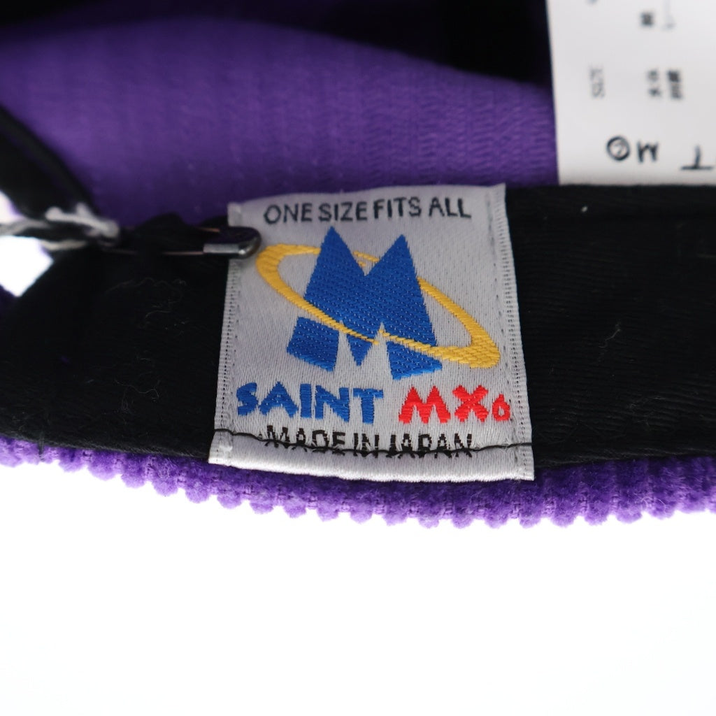 SAINT MICHAEL(セントマイケル) SECRET CAP ロゴ刺繍デザイン コーデュロイキャップ パープル SM-YS1-000-080