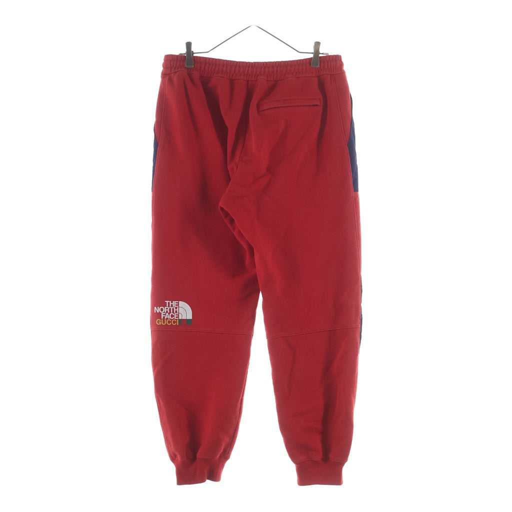 GUCCI(グッチ) 21AW ×THE NORTH FACE ×ノースフェイス ナイロン切り替え スウェットパンツ レッド 671463 XJDRN