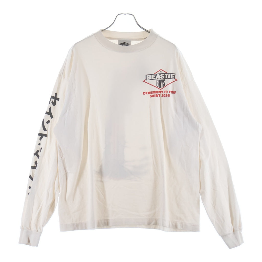 SAINT MICHAEL(セントマイケル) 26SS ×BEASTIEBOYS BTB 胸ロゴプリント クルーネック長袖Tシャツカットソー ホワイト SM-MK8-0000-C24