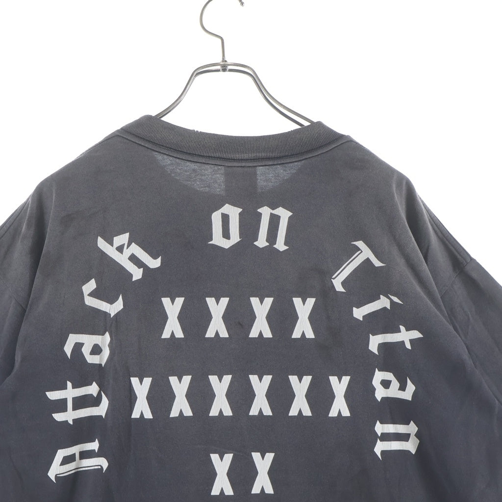 SAINT MICHAEL(セントマイケル) 26SS ×進撃の巨人 ATTACK ON TITAN 両面プリント クルーネック半袖Tシャツカットソー グレー SM-MK8-0000-C77