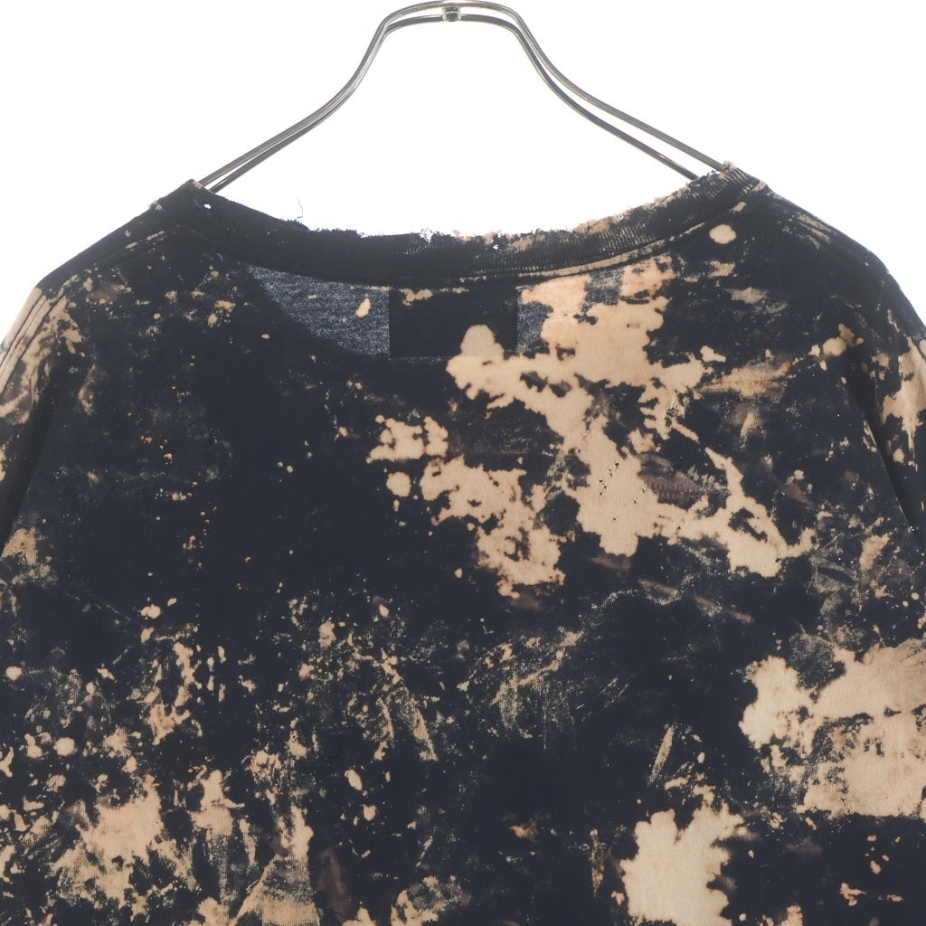 Z.VARGAS(ザックバルガス) ARMY デストロイ加工 総柄タイダイ クルーネック半袖Tシャツカットソー ブラック/ブラウン