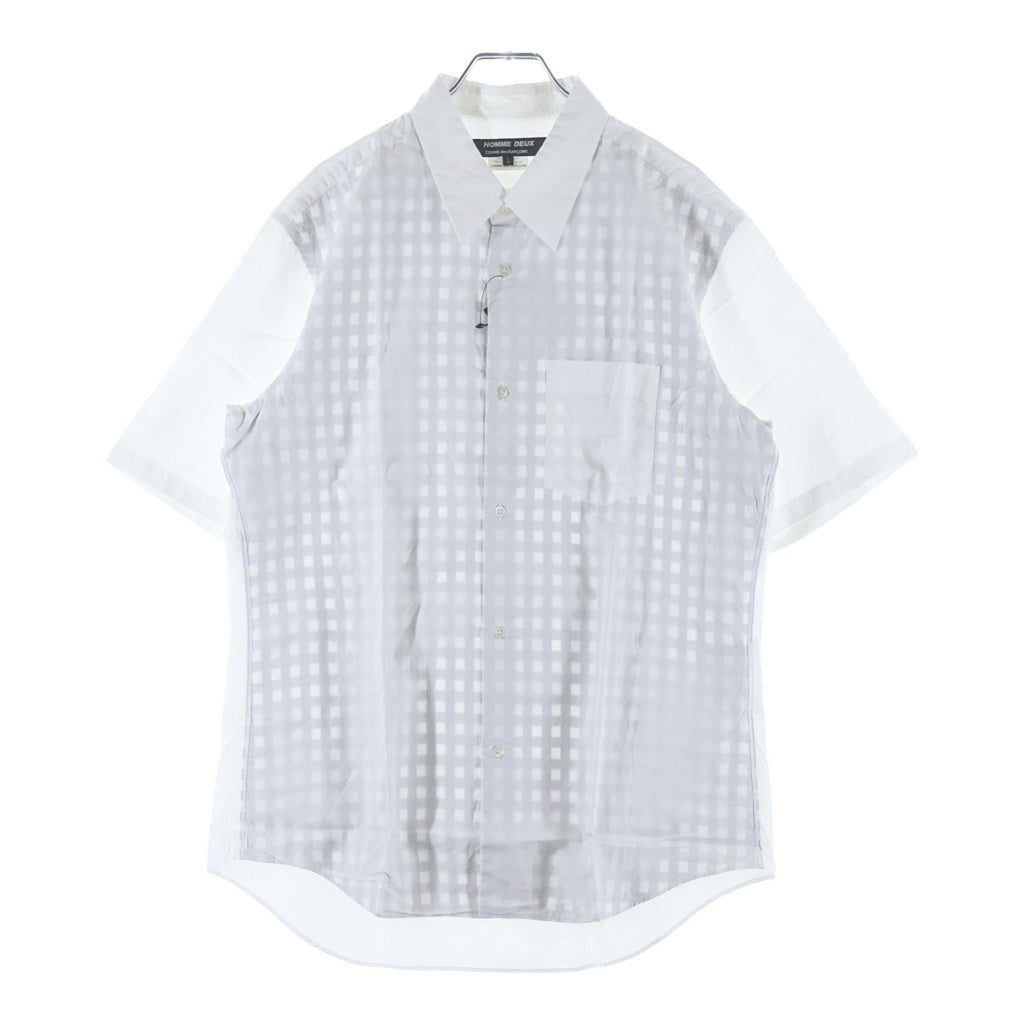 COMME des GARCONS HOMME DEUX(コムデギャルソン オムドゥ) 11SS 裏地チェック柄 ボタンダウン半袖シャツ ホワイト DG-B019
