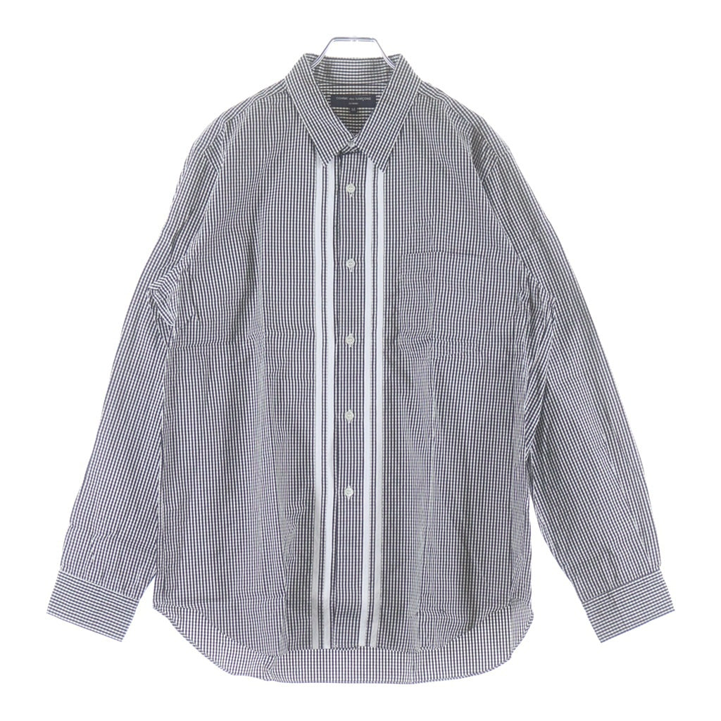COMME des GARCONS HOMME(コムデギャルソンオム) 08SS センターライン ギンガムチェック柄 ボタンダウン長袖シャツ ブラック/ホワイト HA-B048