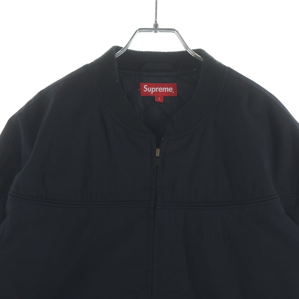 SUPREME(シュプリーム) 17SS ×Thrasher Poplin Crew Jacket ×スラッシャー ロゴ刺?デザイン 中綿キルティングジャケット ブラック