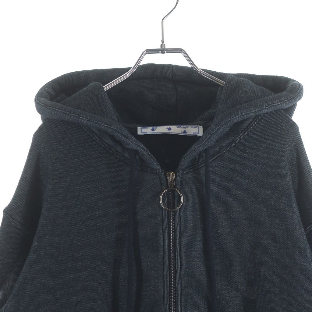OFF-WHITE(オフホワイト) 22SS Arrows Hooded Jacket クロスアローロゴプリント ジップアップパーカー グレー OWBE005E20JER001