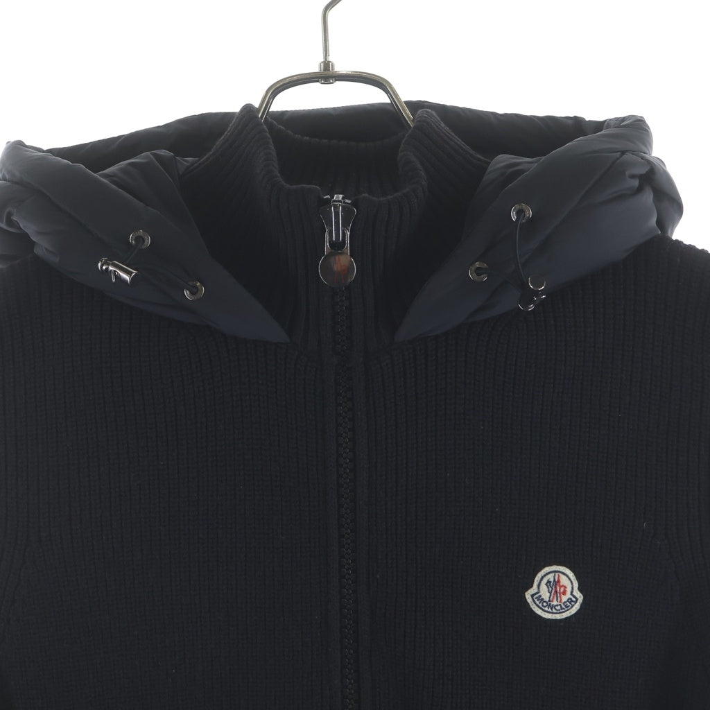 MONCLER(モンクレール) MAGLIONE TRICOT GILET フロントロゴワッペン ニットナイロン ジップアップ ダウンベスト ブラック B20919413400 94111