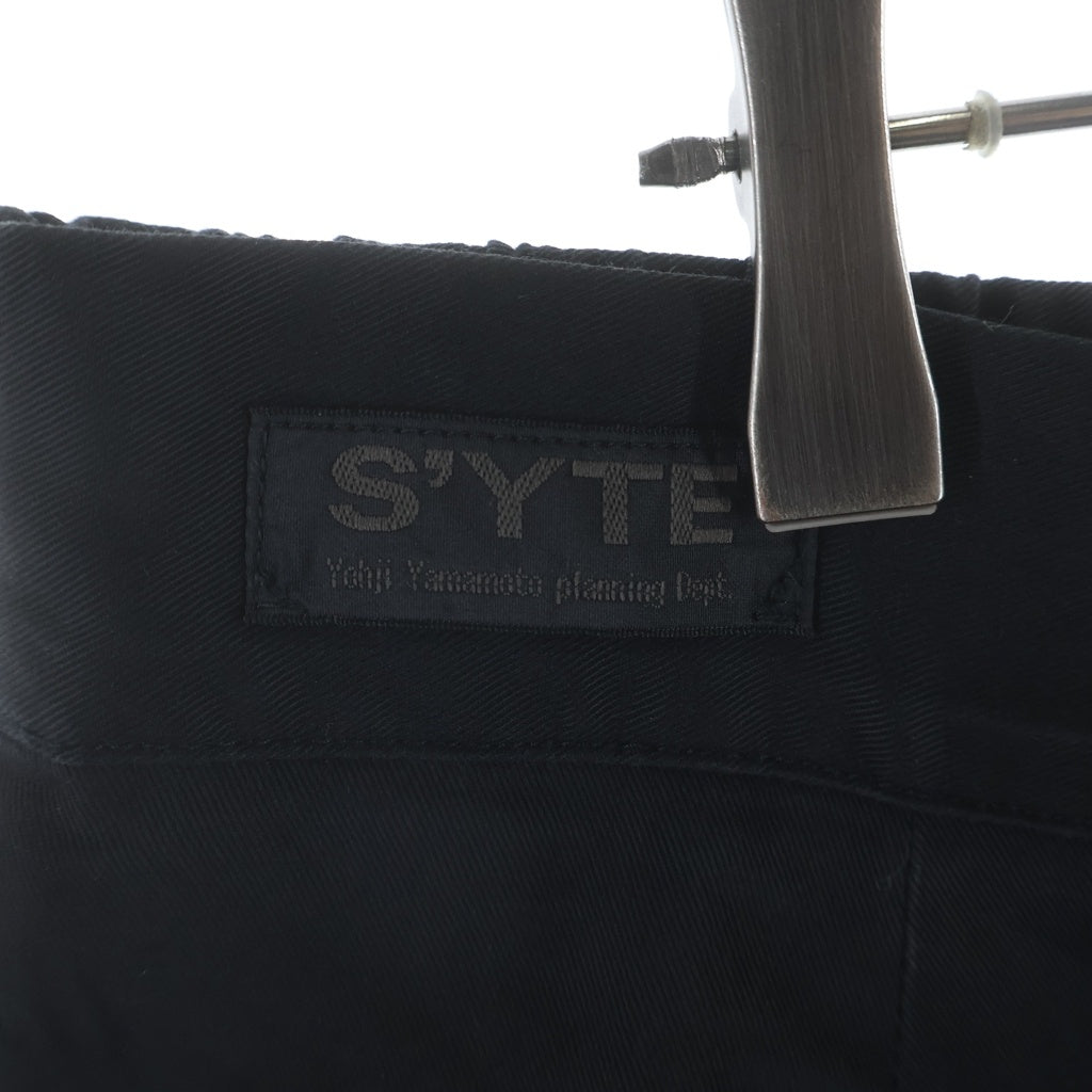 s'yte(サイト) ベルト付き ワイドシルエットパンツ ブラック OD-P02-053