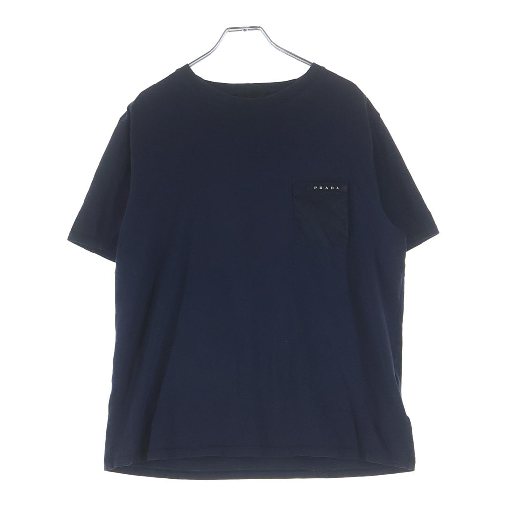 PRADA(プラダ) フロントロゴラバー クルーネック半袖Tシャツカットソー ネイビー 0000ET-X06GD-0002