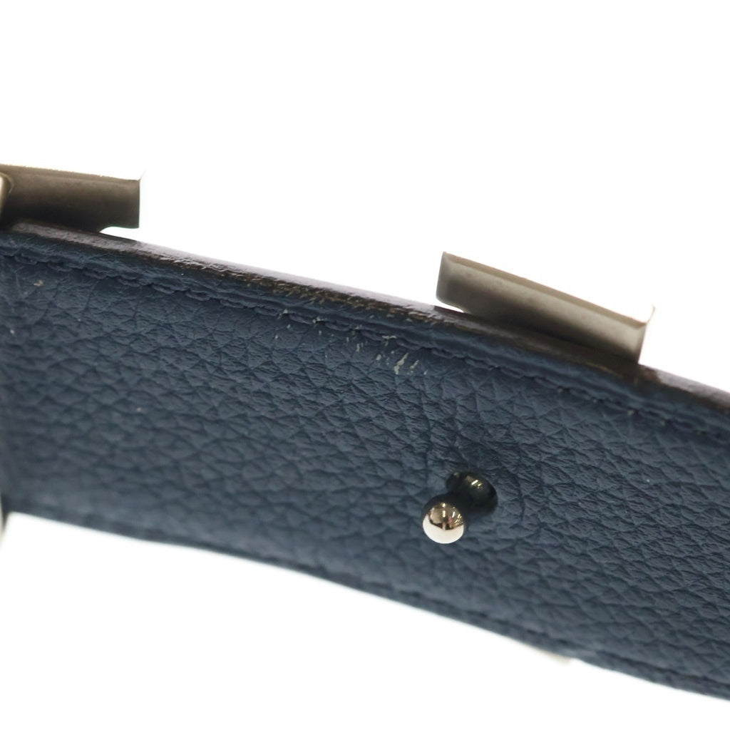 HERMES(エルメス) Hバックル コンスタンス マルトレ シルバー金具 リバーシブルレザーベルト シルバー/ネイビー/ブラック A刻印