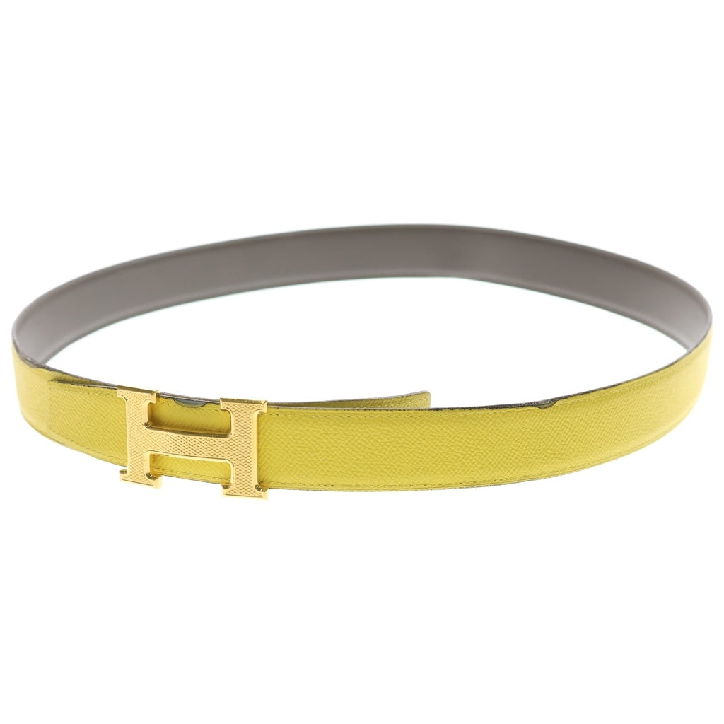HERMES(エルメス) Hバックル コンスタンス ゴールド金具 リバーシブルレザーベルト ゴールド/イエロー/グレー G刻印 レディース