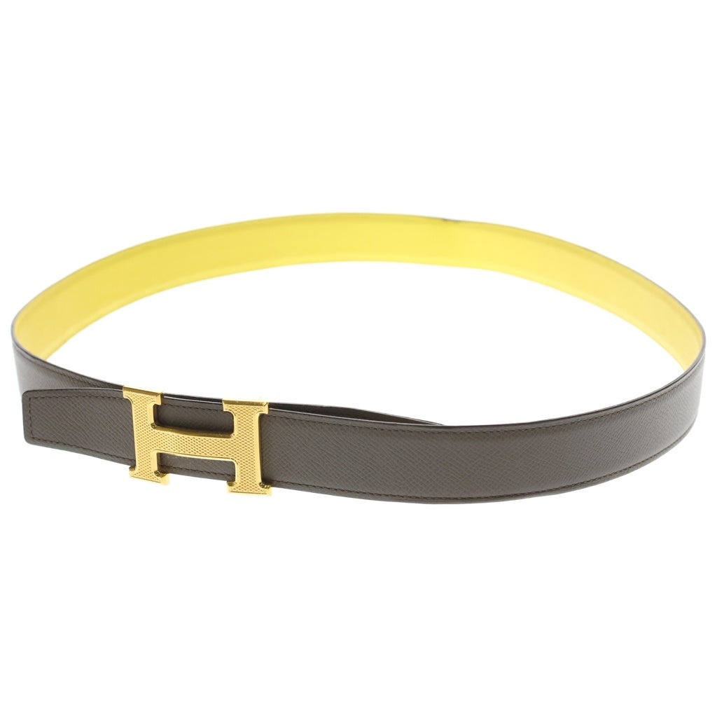 HERMES(エルメス) Hバックル コンスタンス ゴールド金具 リバーシブルレザーベルト ゴールド/イエロー/グレー G刻印 レディース
