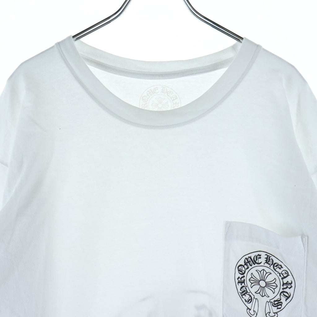 CHROME HEARTS(クロムハーツ) FLRL CRS HORSESHOE L/S ロサンゼルス限定 バックホースシュー 袖フローラル ロングスリーブ 長袖Tシャツ カットソー ホワイト