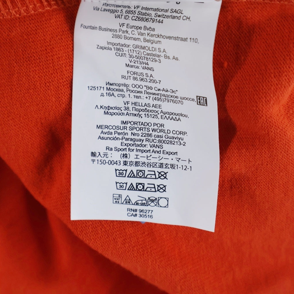 WTAPS(ダブルタップス) ×Vans Long Sleeve T-Shirt ×バンズ バックラバーロゴ クルーネック長袖Tシャツカットソー オレンジ VN0A4TRCZXT1