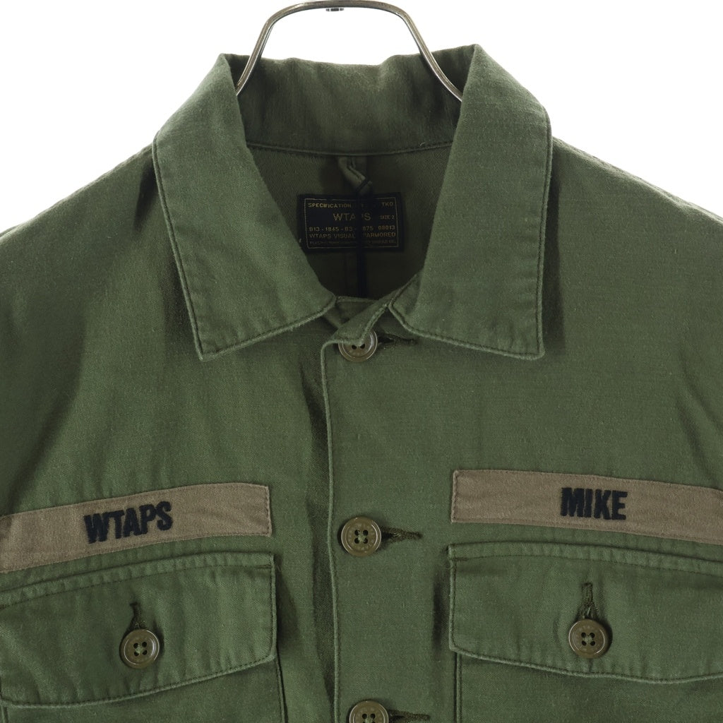 WTAPS(ダブルタップス) 17SS BUDS LS/SHIRT ロゴ刺繍 コットンミリタリーシャツ カーキ 171WVDT-SHM01