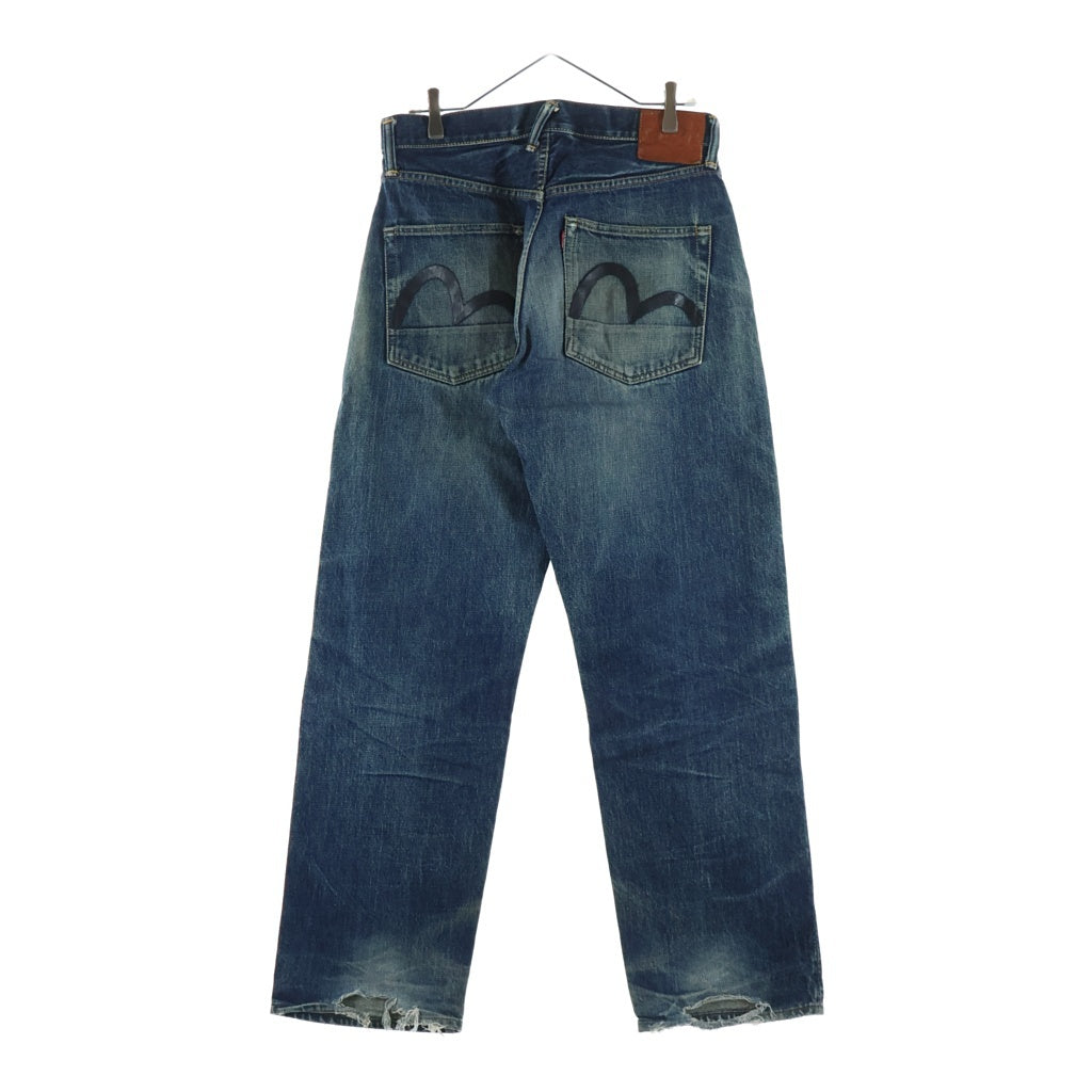 EVISU(エビス) 2001 No.2 カモメプリント ボタンフライ ストレートデニムパンツ インディゴ