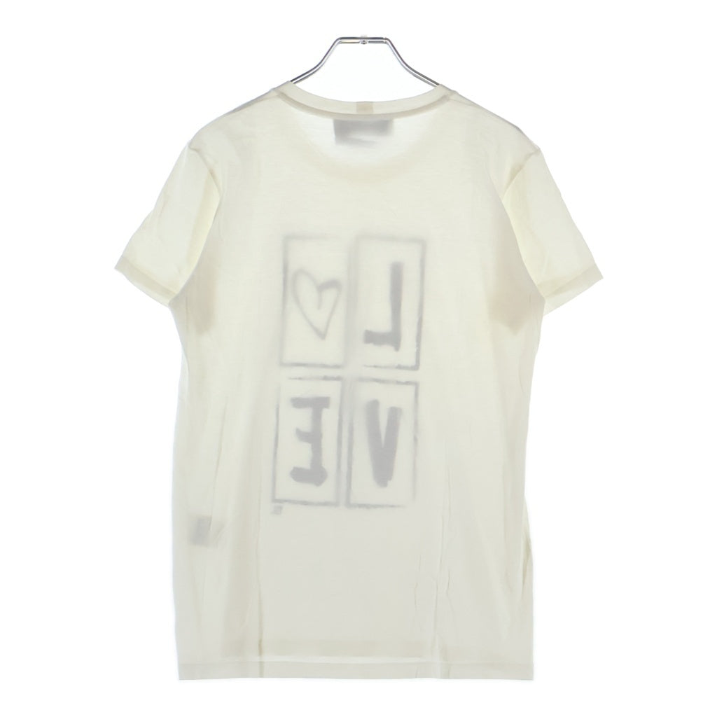 YVES SAINT LAURENT(イヴサンローラン) LOVE Print フロントラブプリント クルーネック半袖Tシャツカットソー ホワイト/ブラック 254290Y1LQM