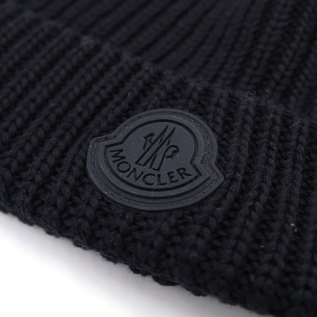 MONCLER(モンクレール) BERRETTO TRICOT HAT フロントロゴ ビーニー ニット帽 ブラック