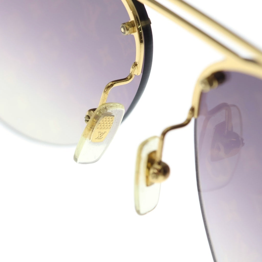 LOUIS VUITTON(ルイヴィトン) クロックワイズ モノグラムレンズ サイドテンプルロゴ ティアドロップサングラス ゴールド Z1020E レディース