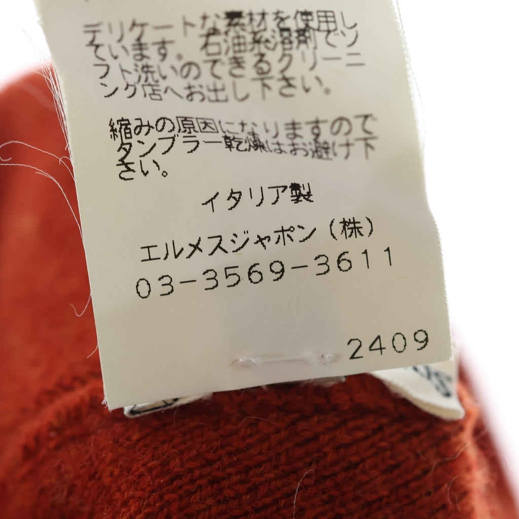 HERMES(エルメス) Hロゴ カシミヤニット帽 ビーニー オレンジ