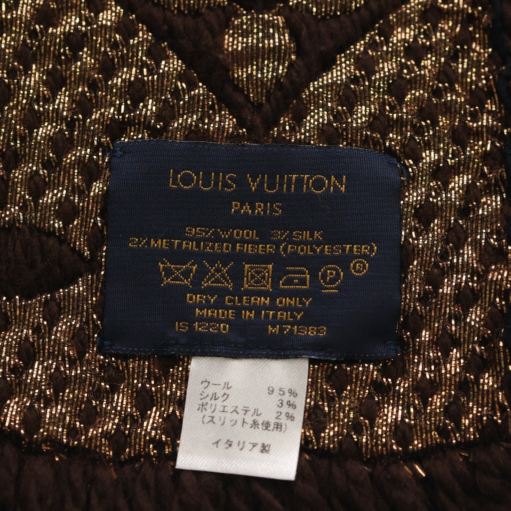 LOUIS VUITTON(ルイヴィトン) エシャルプ ロゴマニア シャイン ウールフリンジマフラー ブラウン M71383 レディース