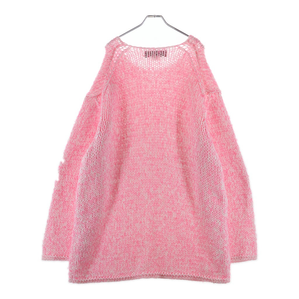 COMME des GARCONS HOMME PLUS(コムデギャルソンオムプリュス) 25SS ビックシルエット ウール混長袖ニット ピンク PO-N010