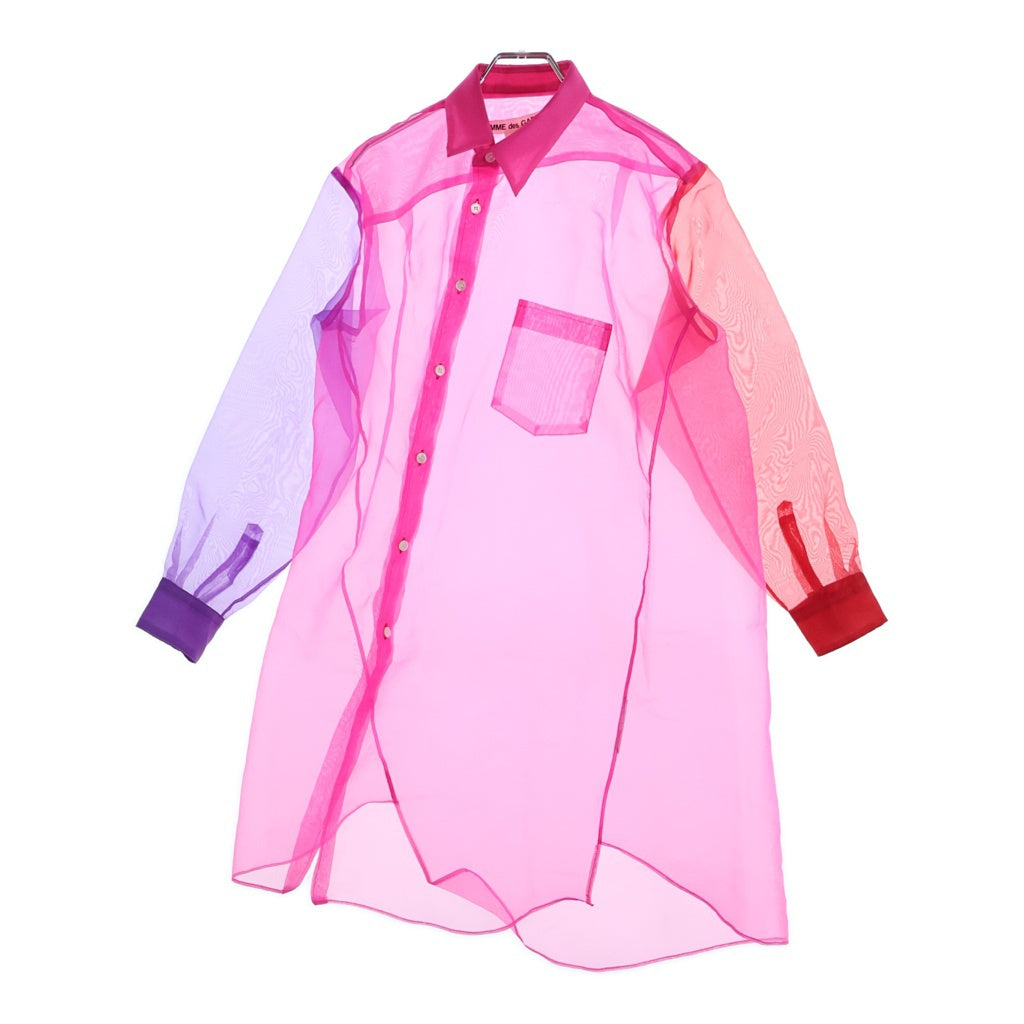 COMME des GARCONS(コムデギャルソン) 25SS シースルーデザイン ボタンダウン長袖シャツ レディース ピンク GO-B011