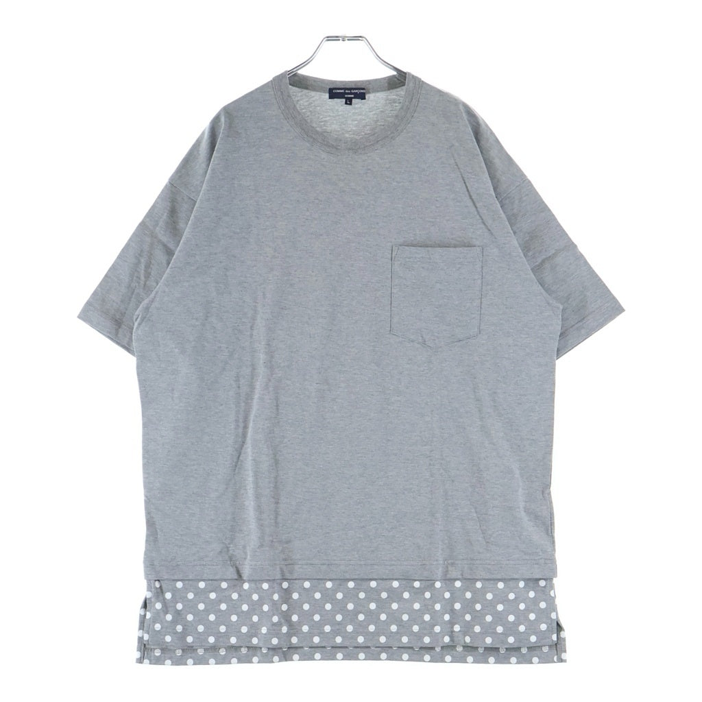 COMME des GARCONS HOMME(コムデギャルソンオム) 23SS ドット切り替えレイヤードデザイン クルーネック半袖Tシャツカットソー グレー HK-T005