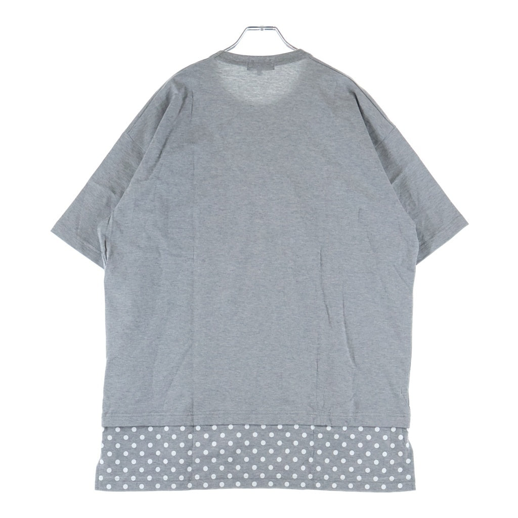 COMME des GARCONS HOMME(コムデギャルソンオム) 23SS ドット切り替えレイヤードデザイン クルーネック半袖Tシャツカットソー グレー HK-T005