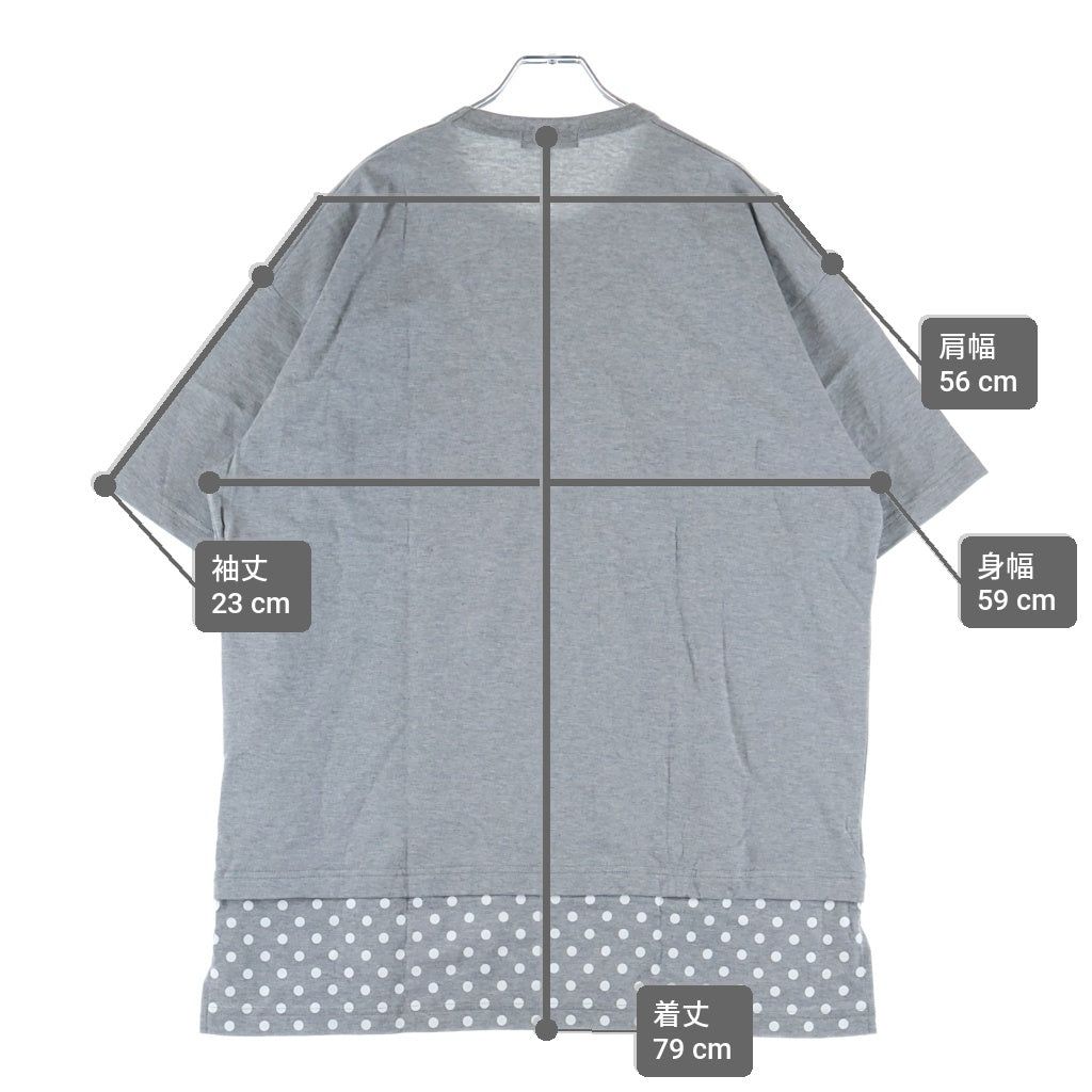 COMME des GARCONS HOMME(コムデギャルソンオム) 23SS ドット切り替えレイヤードデザイン クルーネック半袖Tシャツカットソー グレー HK-T005