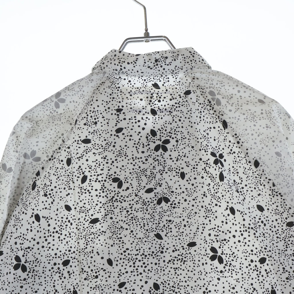 COMME des GARCONS SHIRT(コムデギャルソンシャツ) 袖切り替え 総柄フラワーデザイン ボダンダウン長袖シャツ ブラック/ホワイト W11011