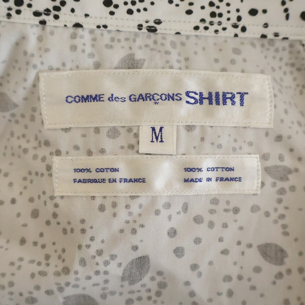 COMME des GARCONS SHIRT(コムデギャルソンシャツ) 袖切り替え 総柄フラワーデザイン ボダンダウン長袖シャツ ブラック/ホワイト W11011
