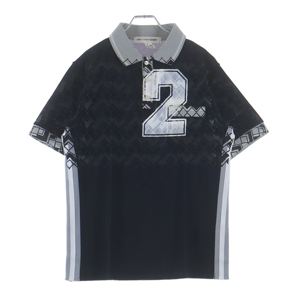 COMME des GARCONS SHIRT(コムデギャルソンシャツ) メッシュ切り替えデザイン 半袖ポロシャツ ブラック S13808