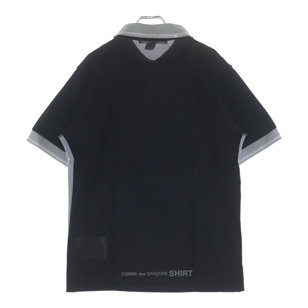 COMME des GARCONS SHIRT(コムデギャルソンシャツ) メッシュ切り替えデザイン 半袖ポロシャツ ブラック S13808