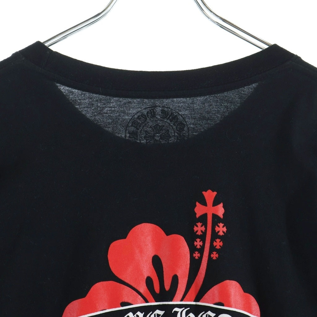 CHROME HEARTS(クロムハーツ) ホノルル限定 バックスクロール ハイビスカスプリント クルーネック長袖Tシャツカットソー ブラック